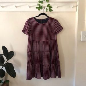 Madewell tiered gingham mini dress